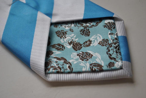 blue and white barber striped tie